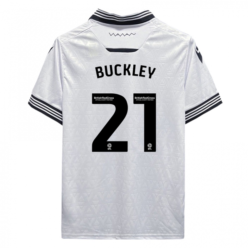 Gyermek John Buckley #21 Fehér Idegenbeli Jersey 2023/24 Mez Póló Ing