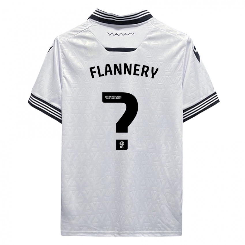 Gyermek Cian Flannery #0 Fehér Idegenbeli Jersey 2023/24 Mez Póló Ing