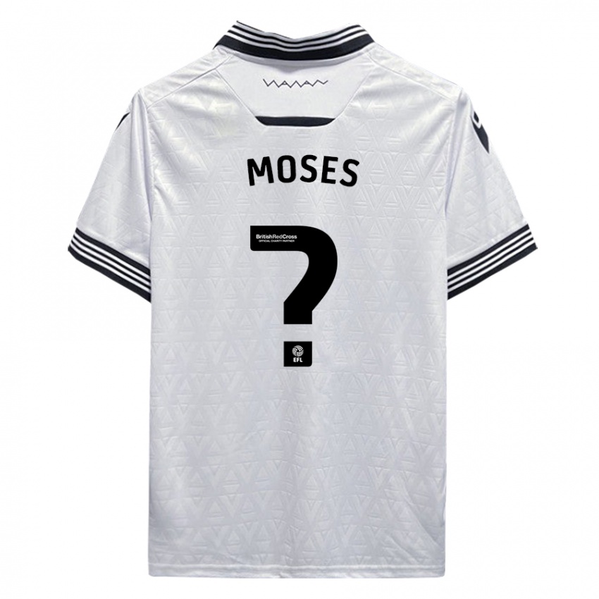 Gyermek Devlan Moses #0 Fehér Idegenbeli Jersey 2023/24 Mez Póló Ing