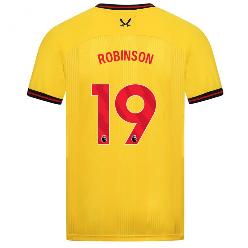 Gyermek Jack Robinson #19 Sárga Idegenbeli Jersey 2023/24 Mez Póló Ing