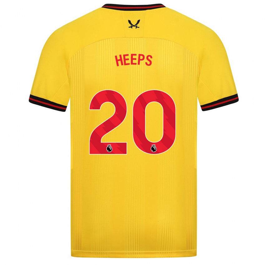 Gyermek Eleanor Heeps #20 Sárga Idegenbeli Jersey 2023/24 Mez Póló Ing