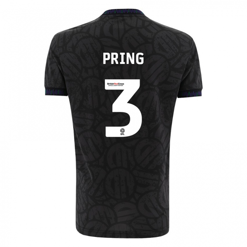 Gyermek Cameron Pring #3 Fekete Idegenbeli Jersey 2023/24 Mez Póló Ing