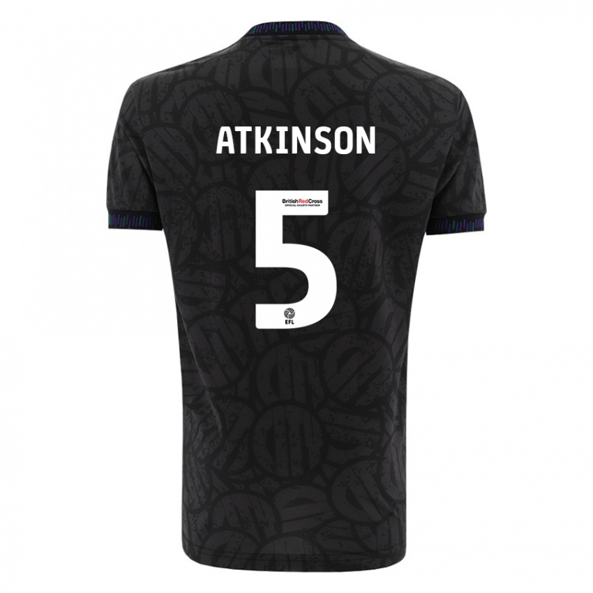 Gyermek Rob Atkinson #5 Fekete Idegenbeli Jersey 2023/24 Mez Póló Ing