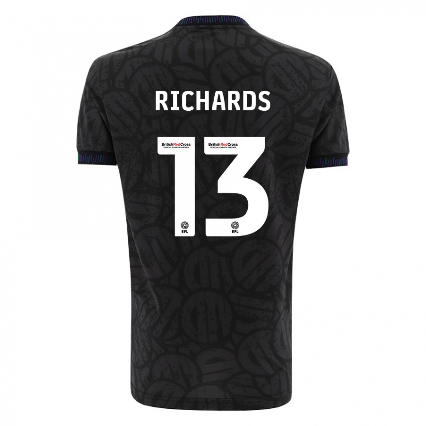 Gyermek Harvey Wiles-Richards #13 Fekete Idegenbeli Jersey 2023/24 Mez Póló Ing