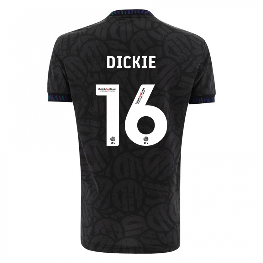 Gyermek Rob Dickie #16 Fekete Idegenbeli Jersey 2023/24 Mez Póló Ing