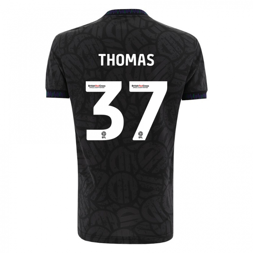 Gyermek Olly Thomas #37 Fekete Idegenbeli Jersey 2023/24 Mez Póló Ing