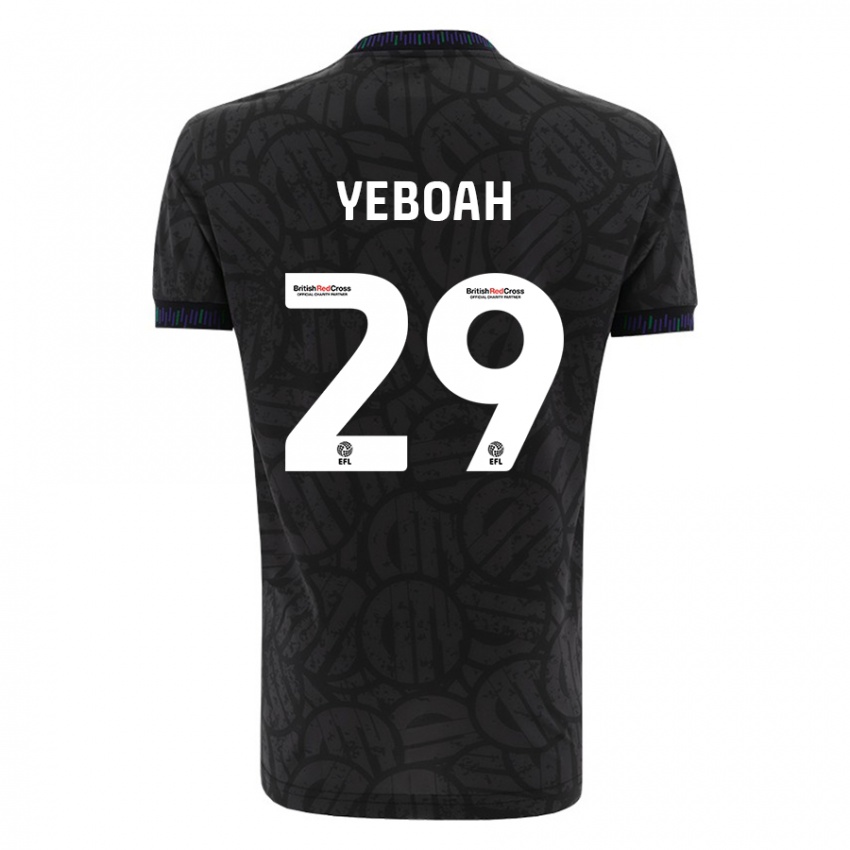 Gyermek Ephraim Yeboah #29 Fekete Idegenbeli Jersey 2023/24 Mez Póló Ing