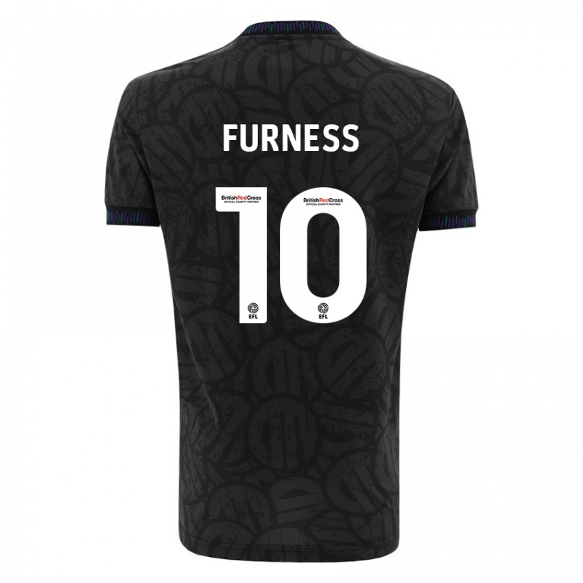 Gyermek Rachel Furness #10 Fekete Idegenbeli Jersey 2023/24 Mez Póló Ing