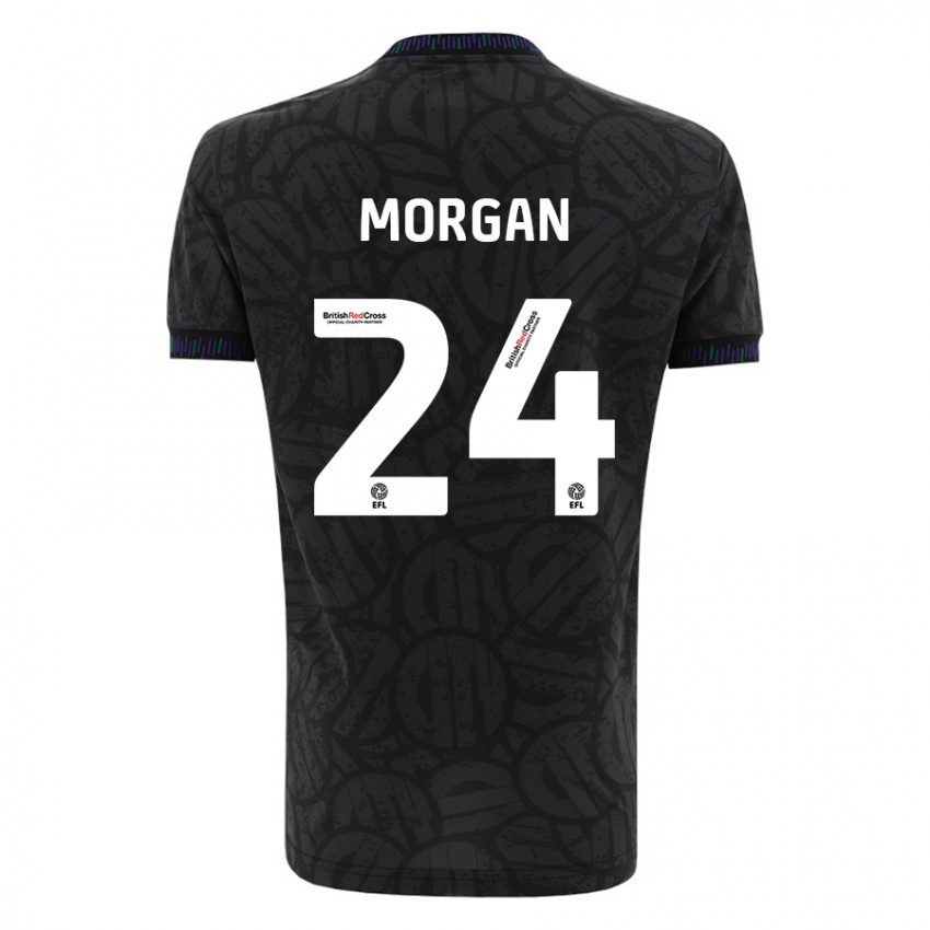 Gyermek Ffion Morgan #24 Fekete Idegenbeli Jersey 2023/24 Mez Póló Ing