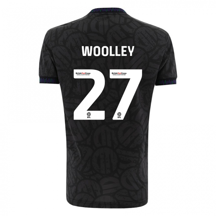 Gyermek Jesse Woolley #27 Fekete Idegenbeli Jersey 2023/24 Mez Póló Ing