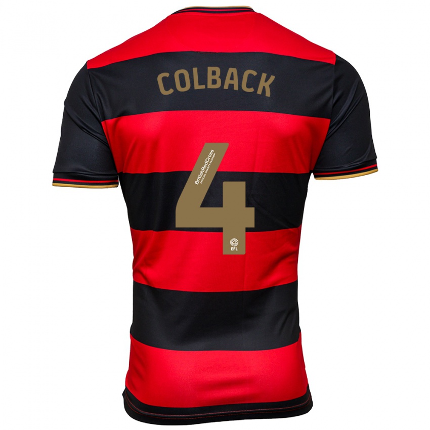 Gyermek Jack Colback #4 Fekete Piros Idegenbeli Jersey 2023/24 Mez Póló Ing