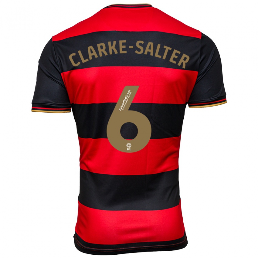 Gyermek Jake Clarke-Salter #6 Fekete Piros Idegenbeli Jersey 2023/24 Mez Póló Ing