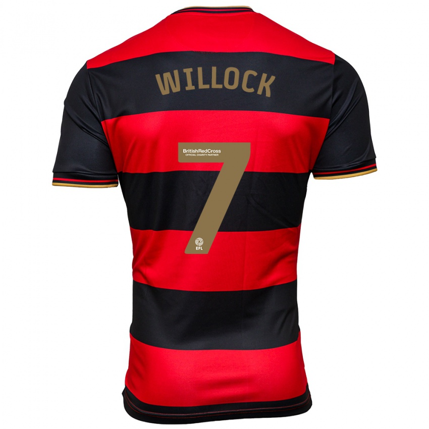 Gyermek Chris Willock #7 Fekete Piros Idegenbeli Jersey 2023/24 Mez Póló Ing