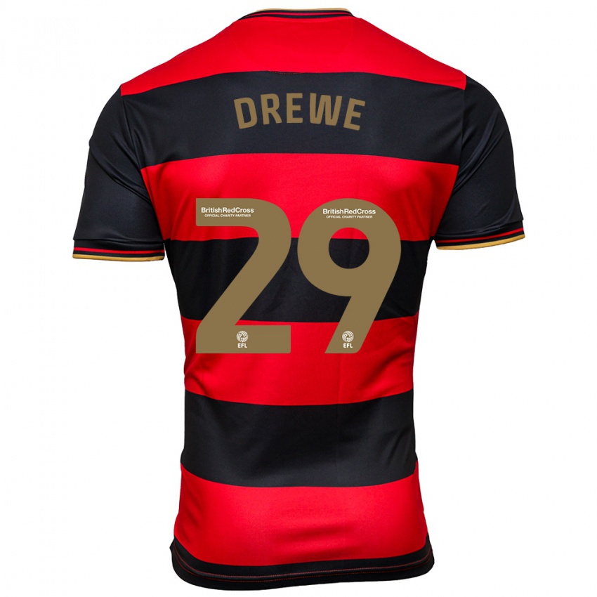 Gyermek Aaron Drewe #29 Fekete Piros Idegenbeli Jersey 2023/24 Mez Póló Ing