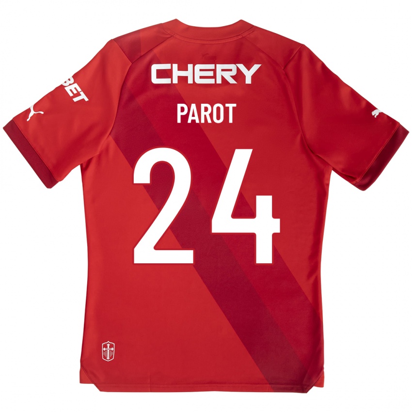 Gyermek Alfonso Parot #24 Piros Idegenbeli Jersey 2023/24 Mez Póló Ing