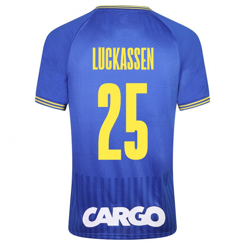 Gyermek Derrick Luckassen #25 Kék Idegenbeli Jersey 2023/24 Mez Póló Ing