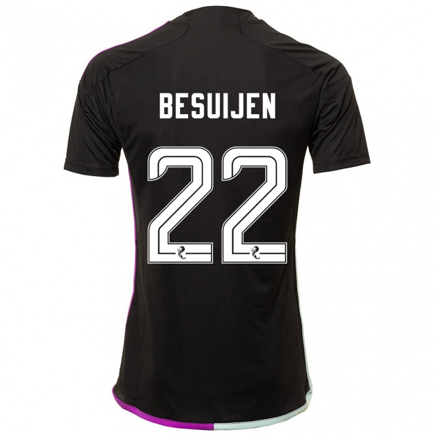 Gyermek Vicente Besuijen #22 Fekete Idegenbeli Jersey 2023/24 Mez Póló Ing