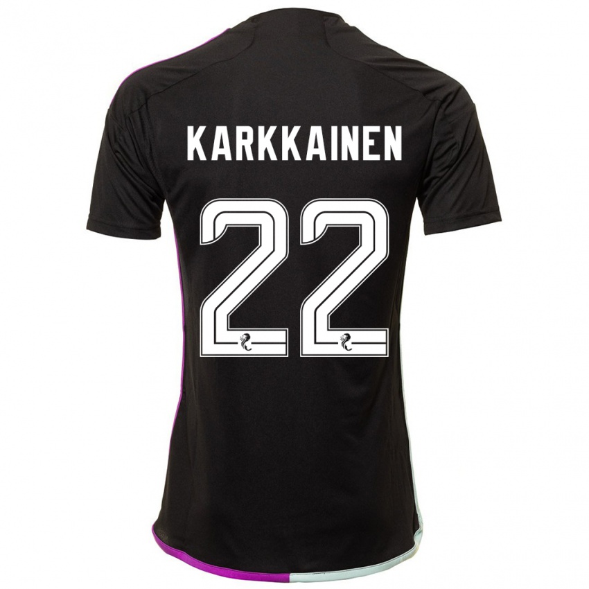 Gyermek Elena Kärkkäinen #22 Fekete Idegenbeli Jersey 2023/24 Mez Póló Ing