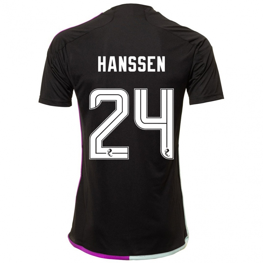 Gyermek Nadine Hanssen #24 Fekete Idegenbeli Jersey 2023/24 Mez Póló Ing