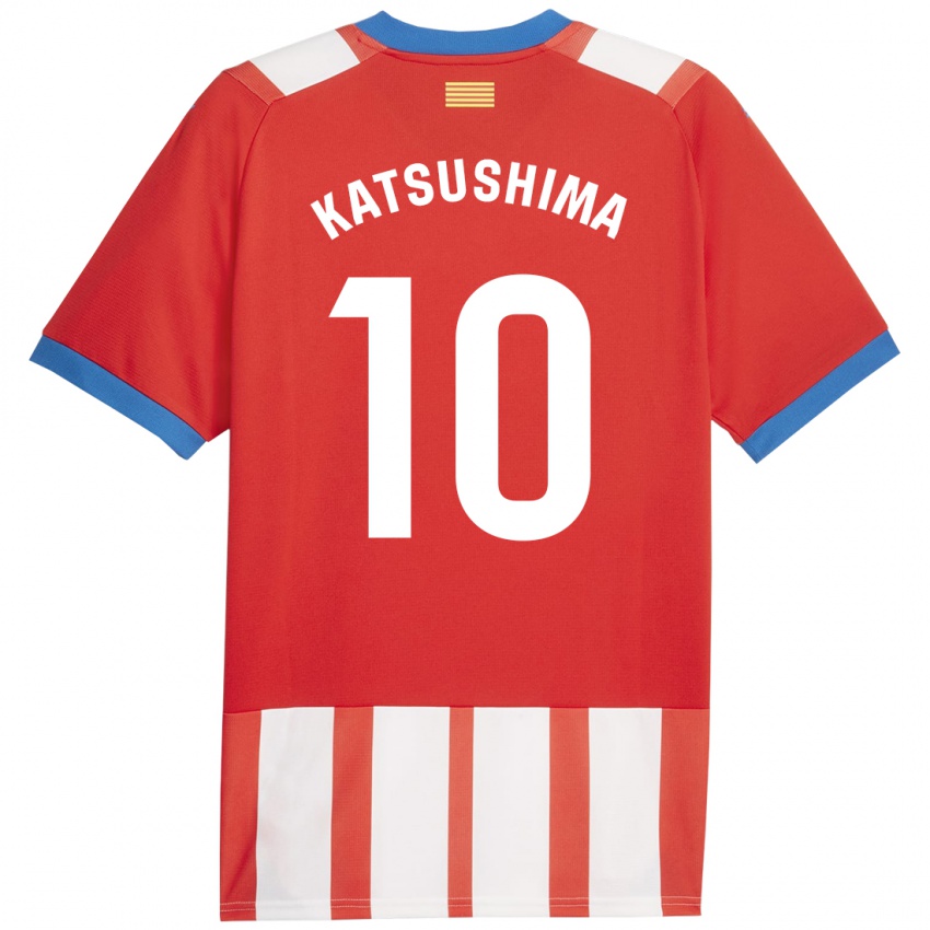 Férfi Shinnosuke Katsushima #10 Piros Fehér Hazai Jersey 2023/24 Mez Póló Ing