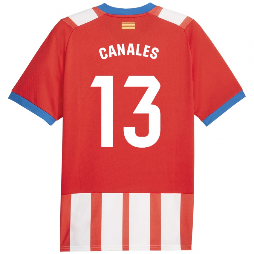 Férfi Juanvi Canales #13 Piros Fehér Hazai Jersey 2023/24 Mez Póló Ing