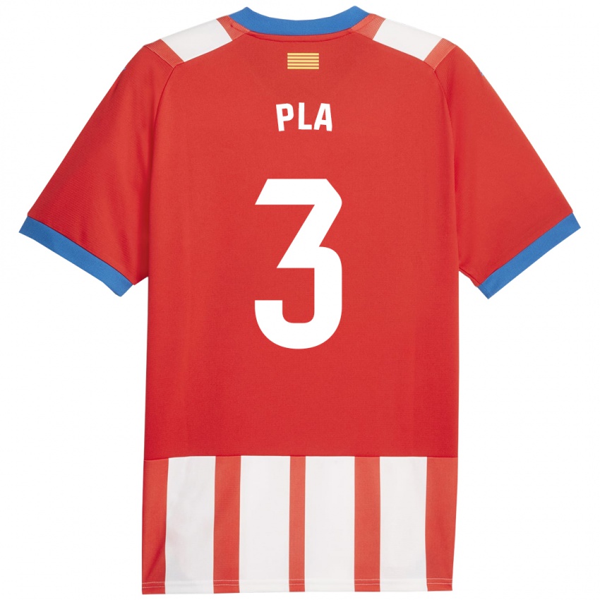 Férfi Marta Pla #3 Piros Fehér Hazai Jersey 2023/24 Mez Póló Ing