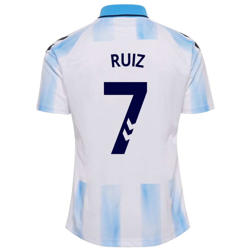 Férfi María Ruiz #7 Fehér Kék Hazai Jersey 2023/24 Mez Póló Ing