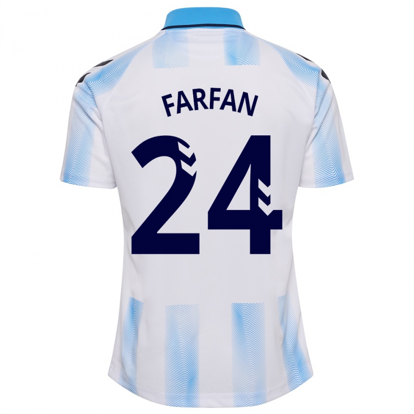 Férfi María Farfán #24 Fehér Kék Hazai Jersey 2023/24 Mez Póló Ing