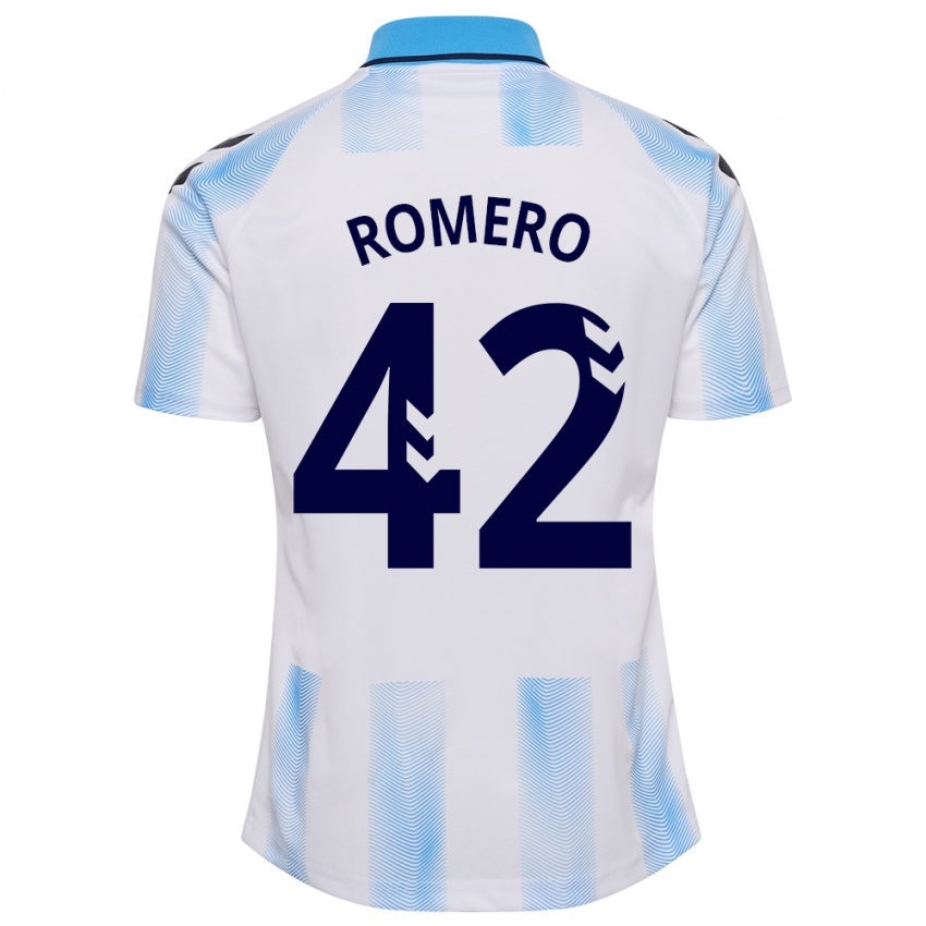 Férfi Andrea Romero #42 Fehér Kék Hazai Jersey 2023/24 Mez Póló Ing