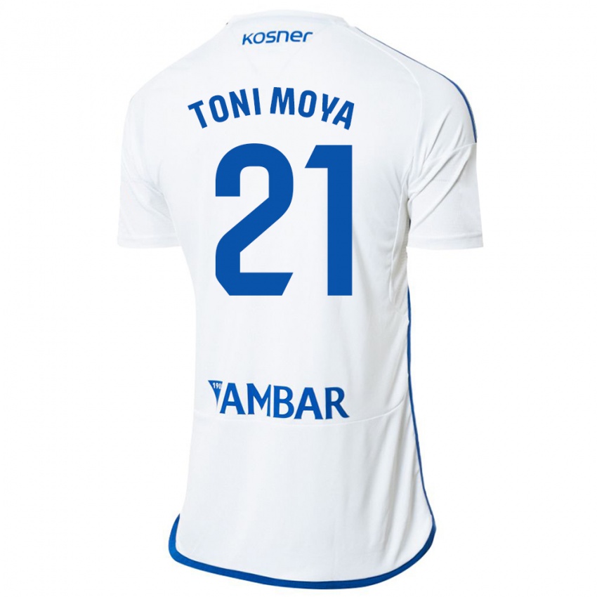 Férfi Toni Moya #21 Fehér Hazai Jersey 2023/24 Mez Póló Ing