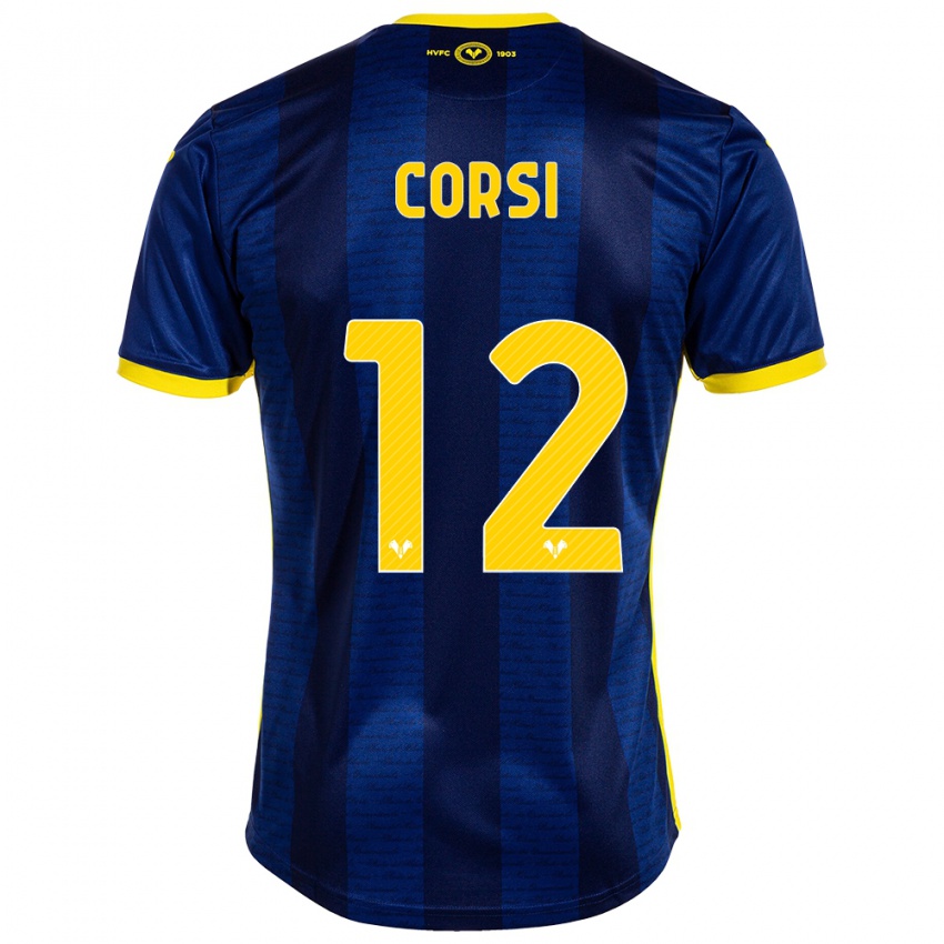 Férfi Sara Corsi #12 Haditengerészet Hazai Jersey 2023/24 Mez Póló Ing