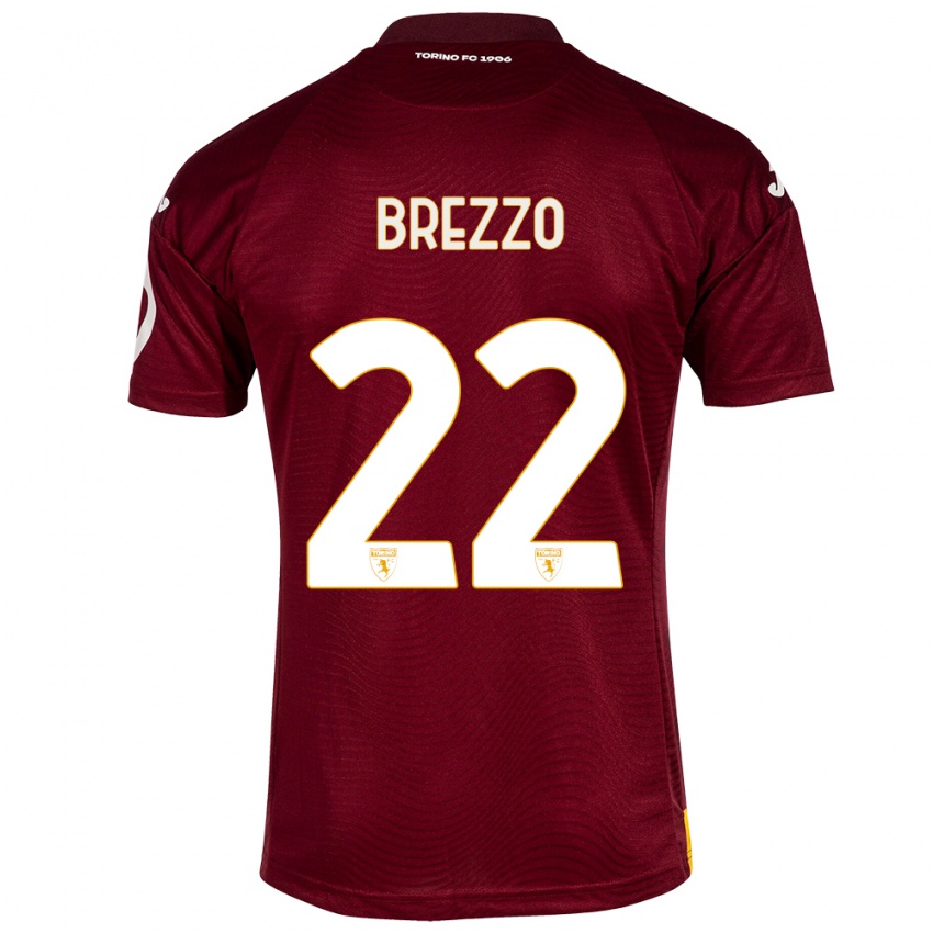 Férfi Matteo Brezzo #22 Sötét Vörös Hazai Jersey 2023/24 Mez Póló Ing