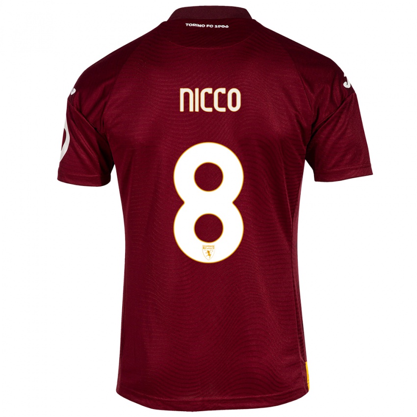 Férfi Giada Nicco #8 Sötét Vörös Hazai Jersey 2023/24 Mez Póló Ing