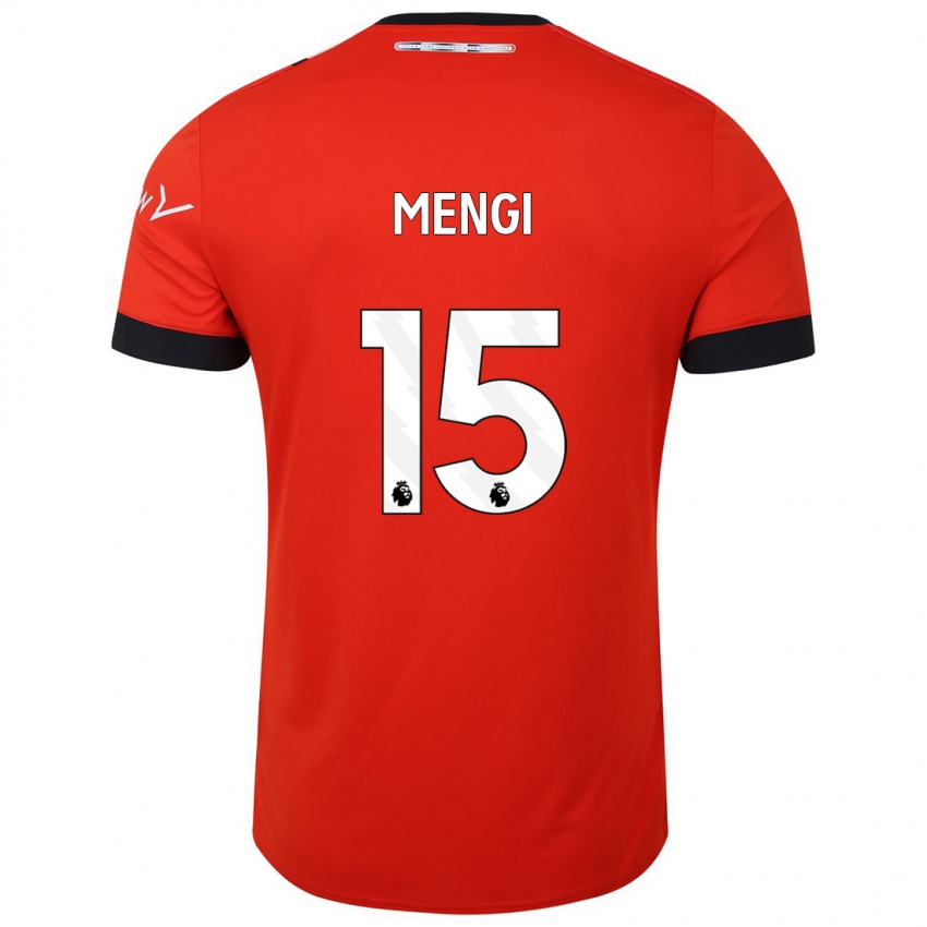 Férfi Teden Mengi #15 Piros Hazai Jersey 2023/24 Mez Póló Ing