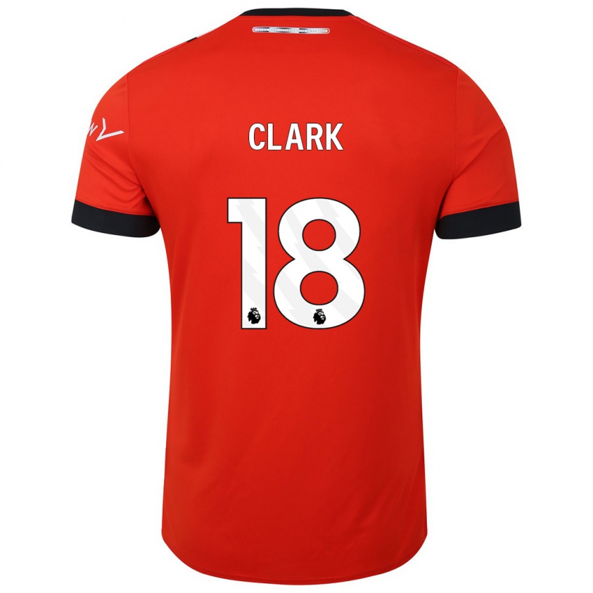 Férfi Jordan Clark #18 Piros Hazai Jersey 2023/24 Mez Póló Ing