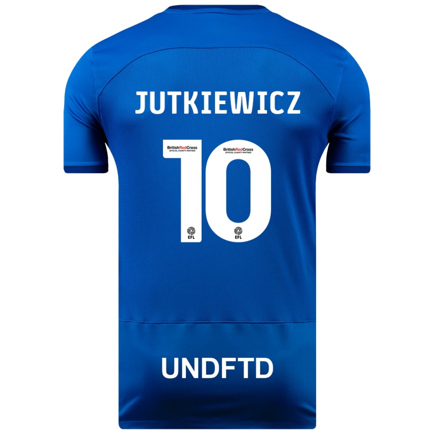 Férfi Lukas Jutkiewicz #10 Kék Hazai Jersey 2023/24 Mez Póló Ing