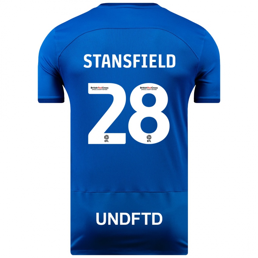 Férfi Jay Stansfield #28 Kék Hazai Jersey 2023/24 Mez Póló Ing