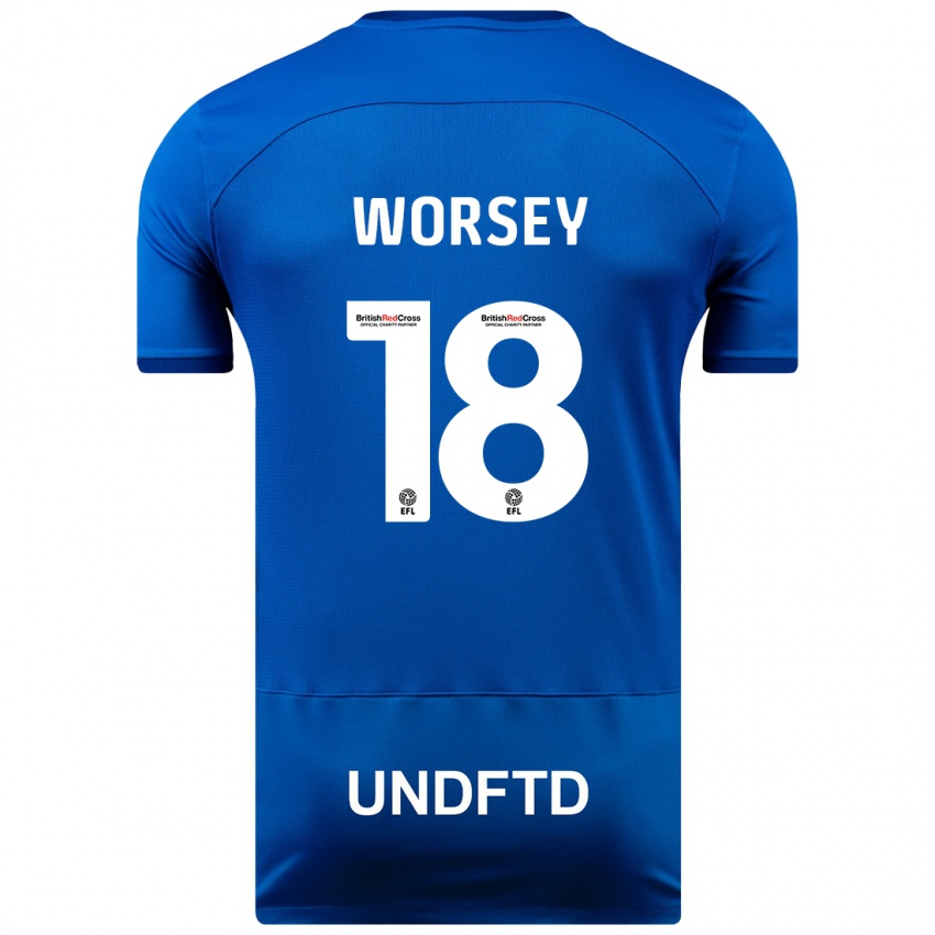 Férfi Louanne Worsey #18 Kék Hazai Jersey 2023/24 Mez Póló Ing