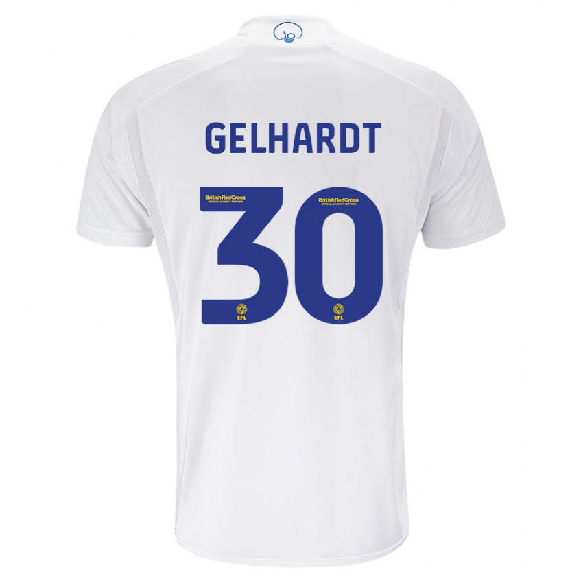 Férfi Joe Gelhardt #30 Fehér Hazai Jersey 2023/24 Mez Póló Ing