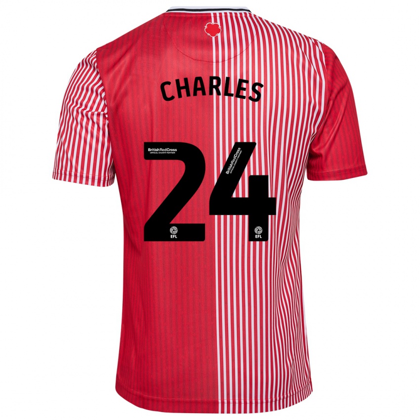 Férfi Shea Charles #24 Piros Hazai Jersey 2023/24 Mez Póló Ing