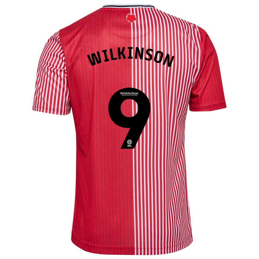 Férfi Katie Wilkinson #9 Piros Hazai Jersey 2023/24 Mez Póló Ing