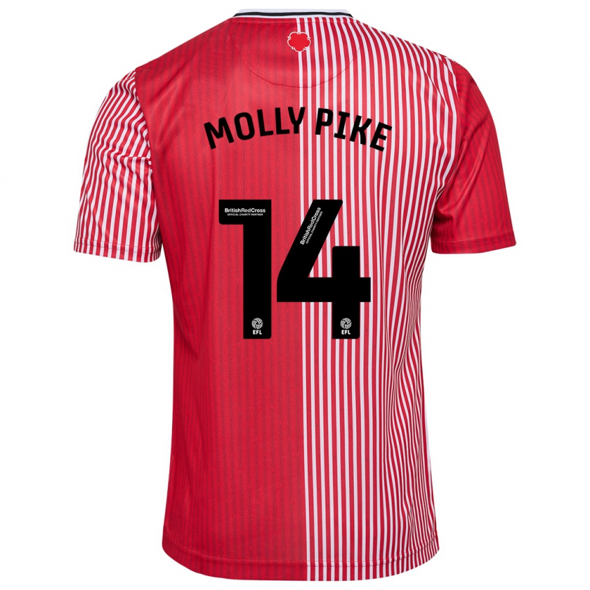 Férfi Molly Pike #14 Piros Hazai Jersey 2023/24 Mez Póló Ing