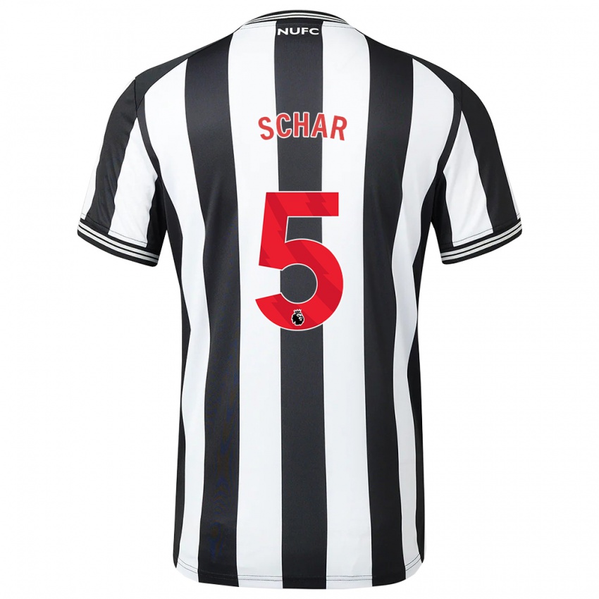 Férfi Fabian Schär #5 Fekete-Fehér Hazai Jersey 2023/24 Mez Póló Ing