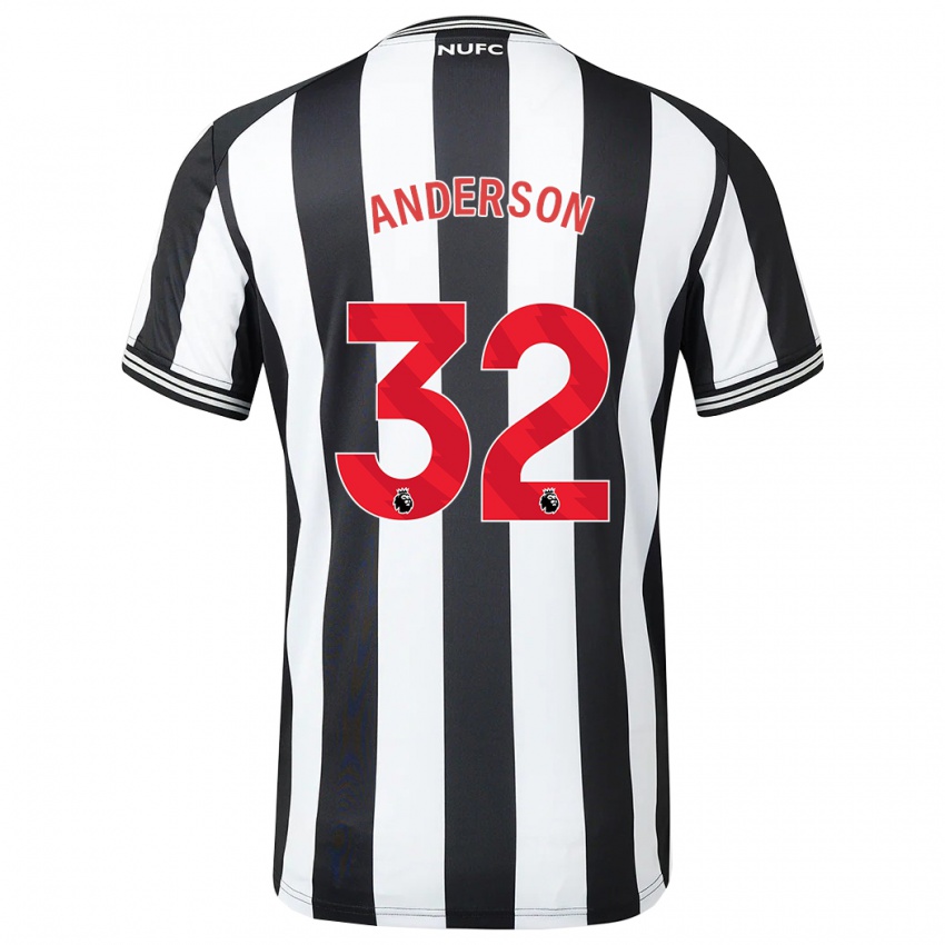 Férfi Elliot Anderson #32 Fekete-Fehér Hazai Jersey 2023/24 Mez Póló Ing