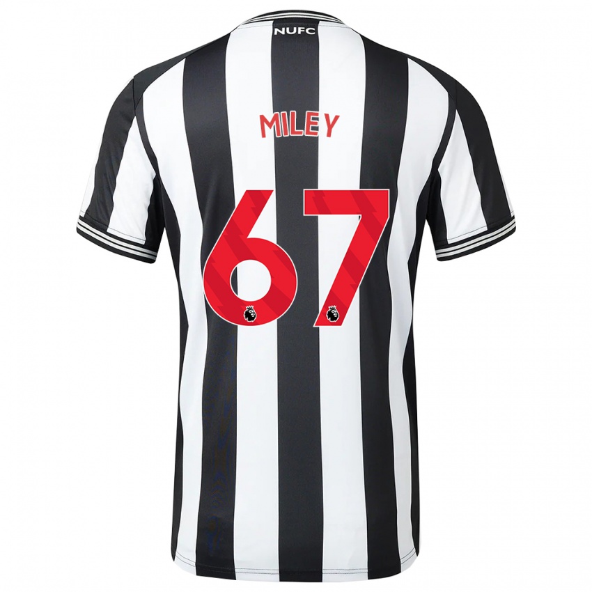 Férfi Lewis Miley #67 Fekete-Fehér Hazai Jersey 2023/24 Mez Póló Ing