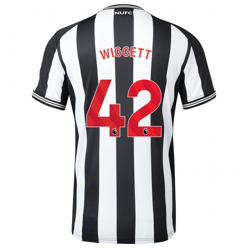 Férfi Charlie Wiggett #42 Fekete-Fehér Hazai Jersey 2023/24 Mez Póló Ing