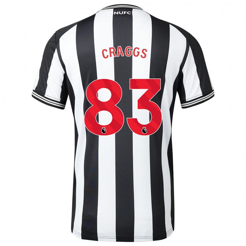 Férfi Luke Craggs #83 Fekete-Fehér Hazai Jersey 2023/24 Mez Póló Ing