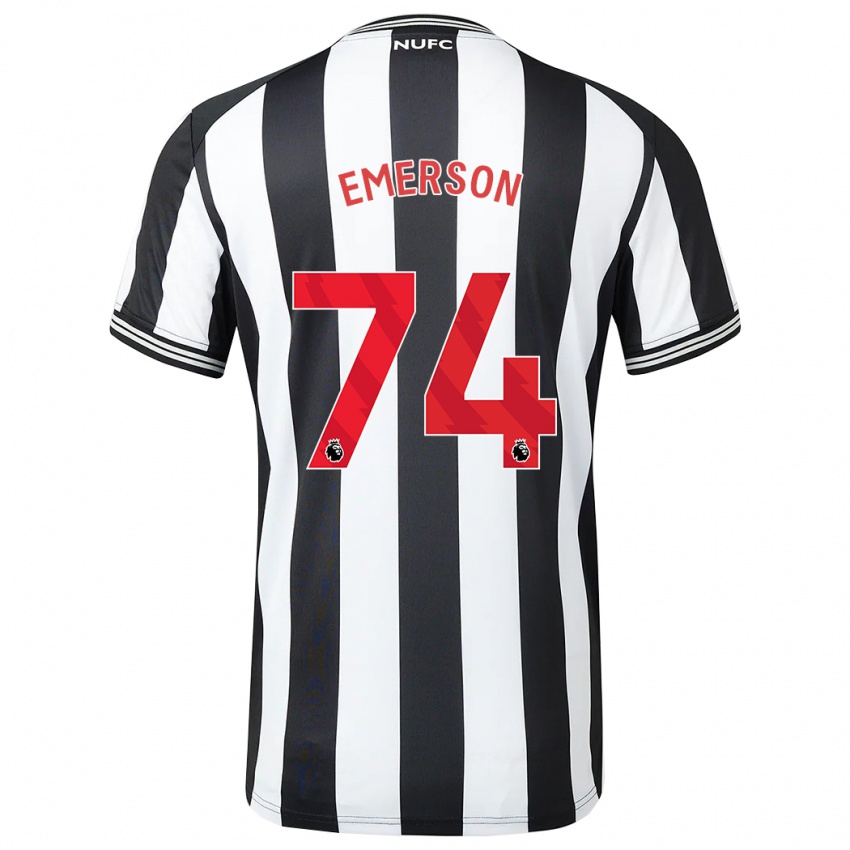 Férfi Johnny Emerson #74 Fekete-Fehér Hazai Jersey 2023/24 Mez Póló Ing