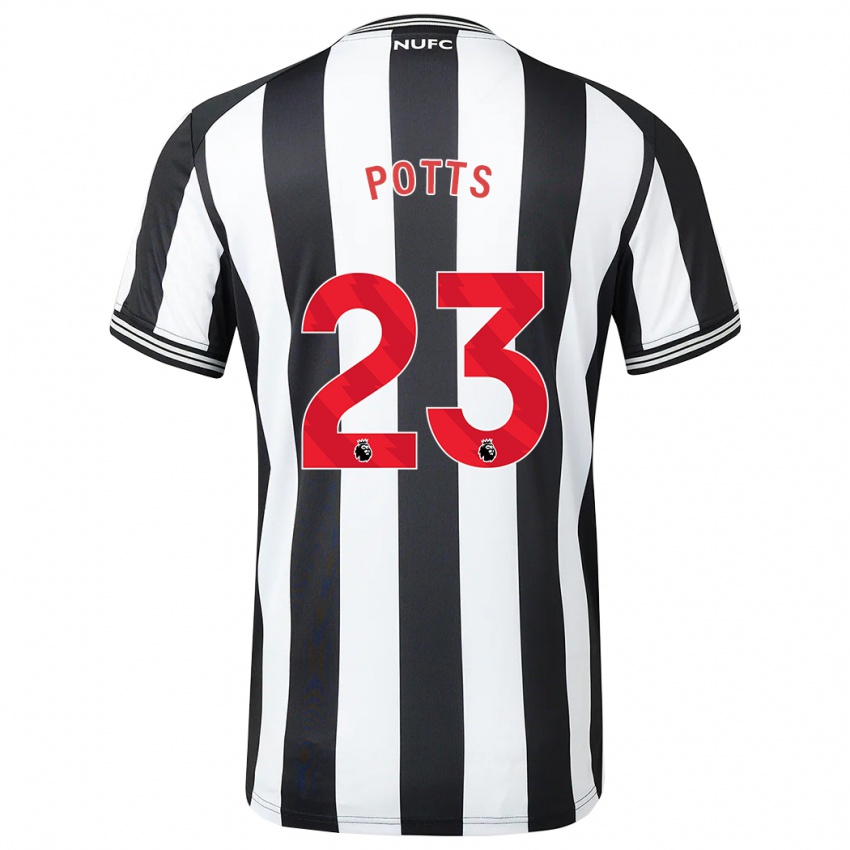 Férfi Charlotte Potts #23 Fekete-Fehér Hazai Jersey 2023/24 Mez Póló Ing