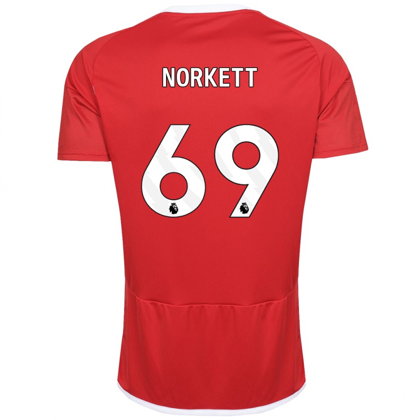 Férfi Manni Norkett #69 Piros Hazai Jersey 2023/24 Mez Póló Ing